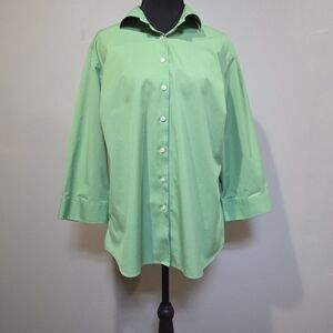 Lands' End Vibrant Green Collared Shirt